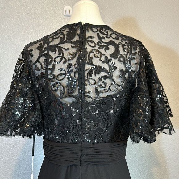 NEW Mac Duggal 68002 embellished butterfly sleeve black gown size 8 - Picture 8 of 12